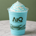 Blue slush topped with whipped cream