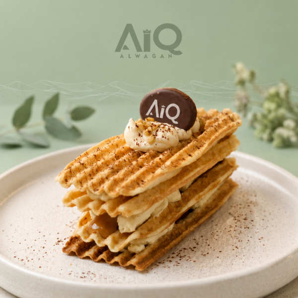 Delicious waffle dessert with creamy filling