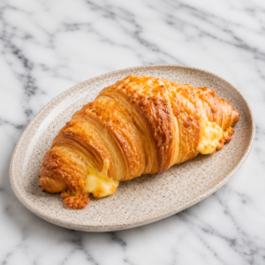 Golden croissant with melted cheese