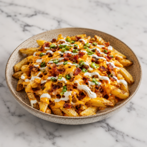 Loaded cheesy fries with bacon