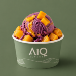Mango gelato with purple scoop