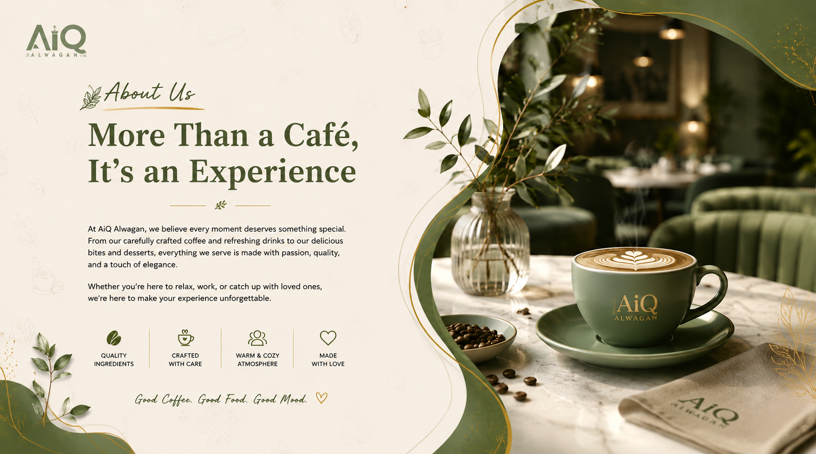 Sophisticated café experience brochure design