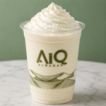 Vanilla smoothie with whipped cream detail