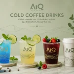 Cold coffee drinks with fresh garnishes