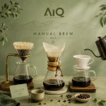 Manual brew coffee setup in calm greens Manual brew coffee setup in calm greens